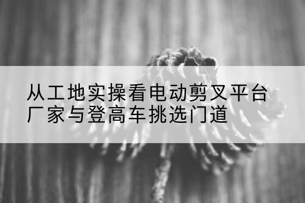 南阳电动剪叉升降平台厂家-从工地实操看电动剪叉平台厂家与登高车挑选门道